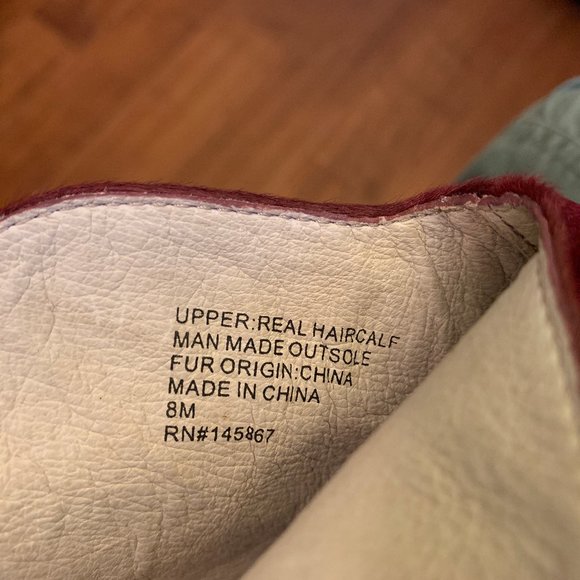 Renvey US Size 8M Stiletto Calf Hair Burgundy 5 in heels "New" - Picture 4 of 4